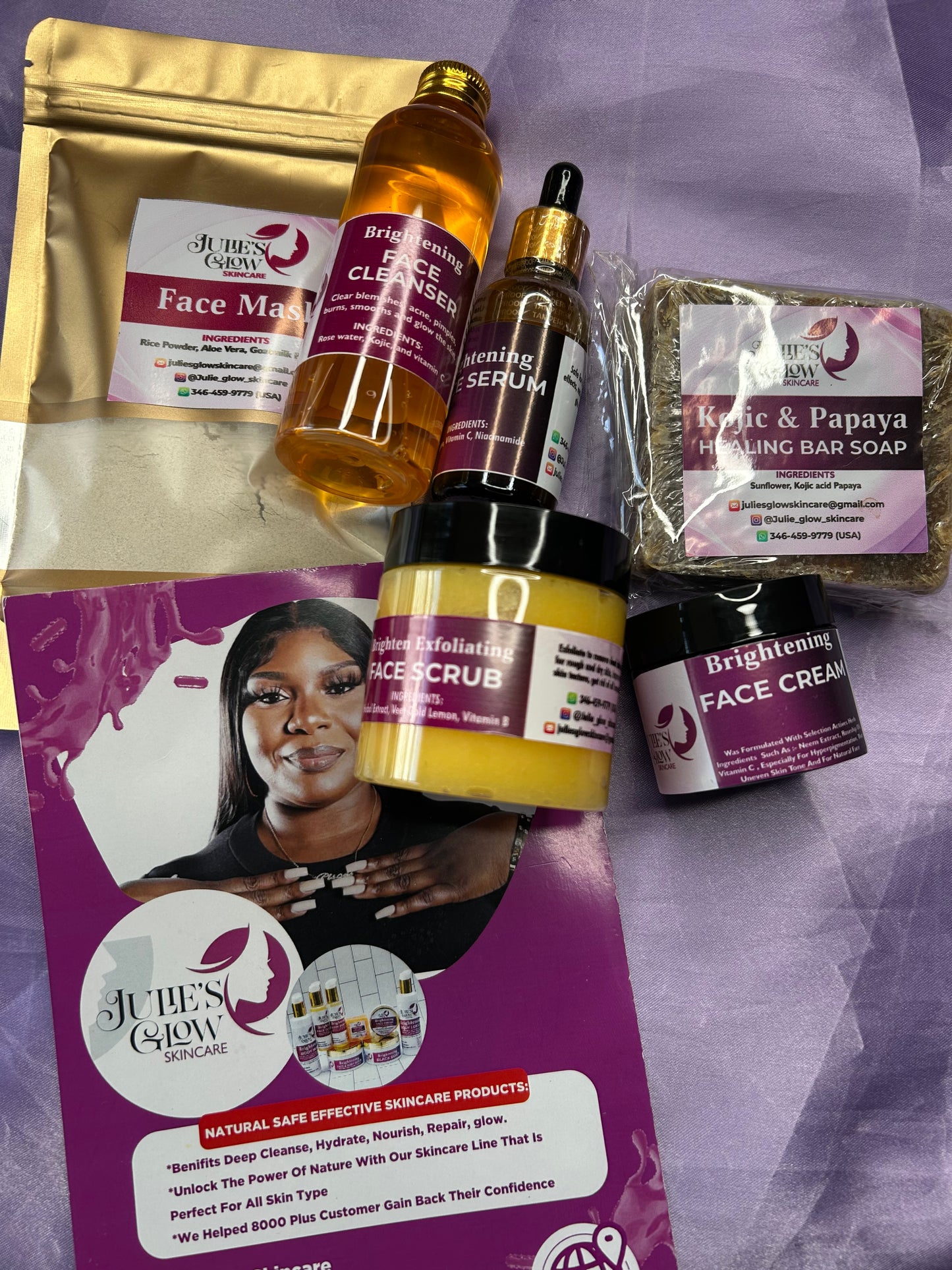 Healing face kit 6 piece with clay mask can substitute to neem and moringa soap,kojic and papaya soap or activated charcoal soaps,#1 seller(Full routine)