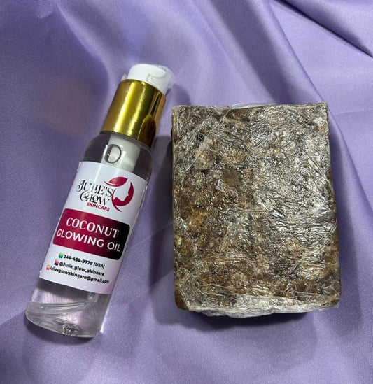 Herbal African black soap with coconut glow oil